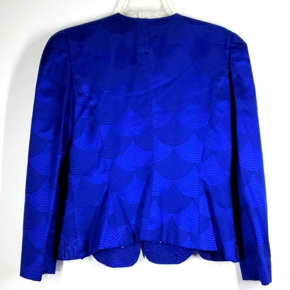 Vintage Karen Miller New York Royal Blue Embellished Skirt Suit Set 12 - Picture 6 of 13